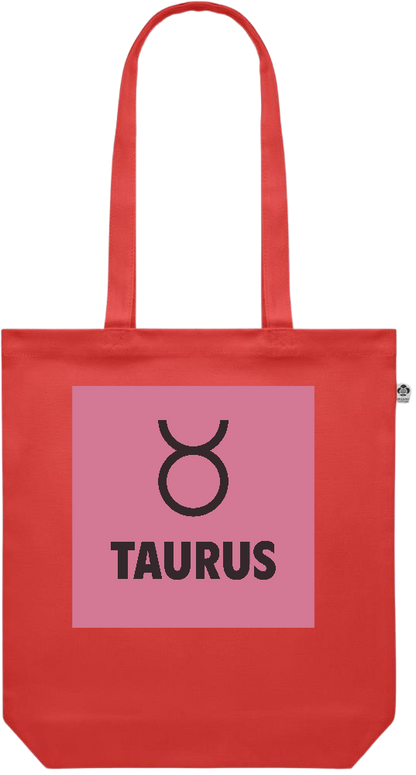 Zodiac Taurus Design - Premium colored organic canvas shopping bag_RED_front