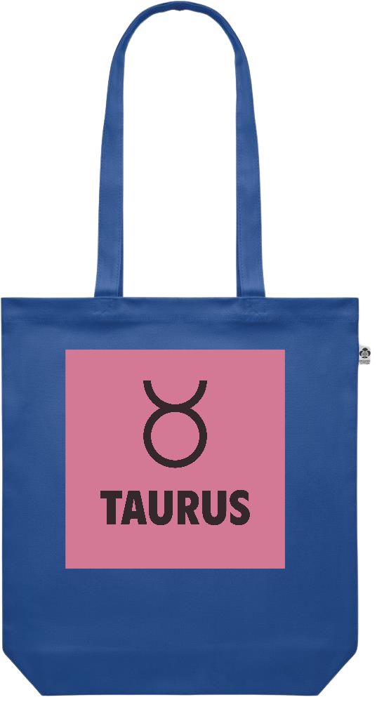 Zodiac Taurus Design - Premium colored organic canvas shopping bag_ROYAL BLUE_front