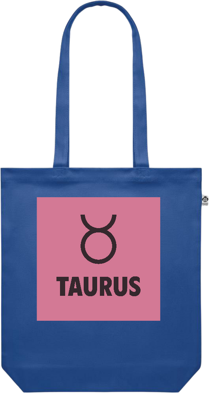 Zodiac Taurus Design - Premium colored organic canvas shopping bag_ROYAL BLUE_front