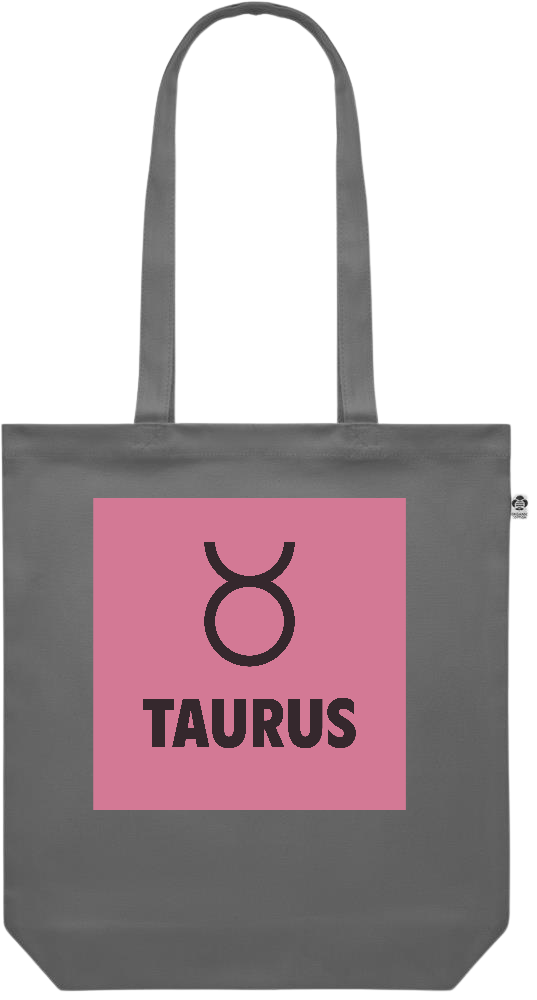 Zodiac Taurus Design - Premium colored organic canvas shopping bag_STONE GREY_front