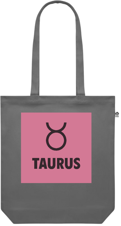 Zodiac Taurus Design - Premium colored organic canvas shopping bag_STONE GREY_front