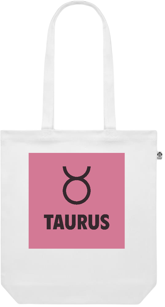 Zodiac Taurus Design - Premium colored organic canvas shopping bag_WHITE_front