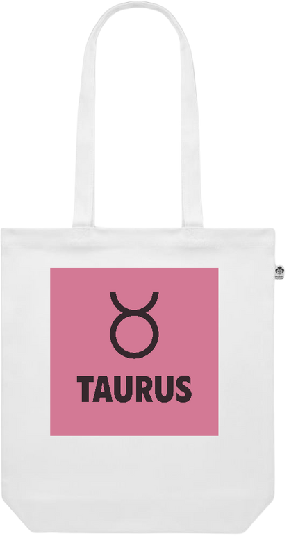 Zodiac Taurus Design - Premium colored organic canvas shopping bag_WHITE_front