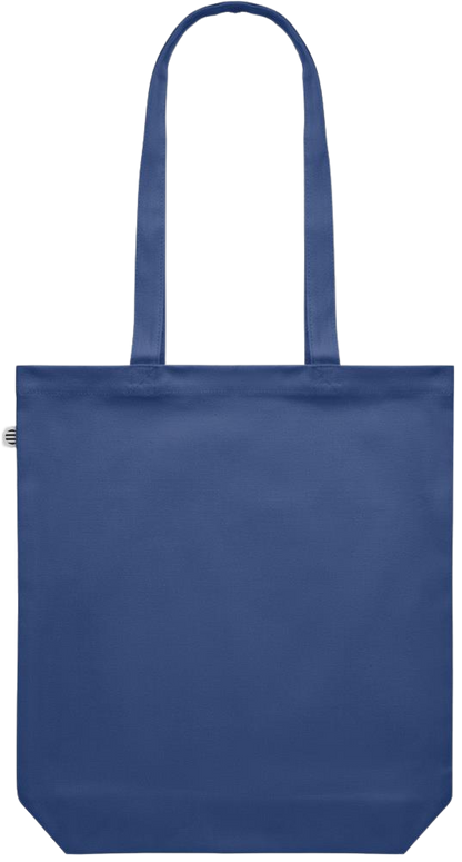 Zodiac Taurus Design - Premium colored organic canvas shopping bag_BLUE_back