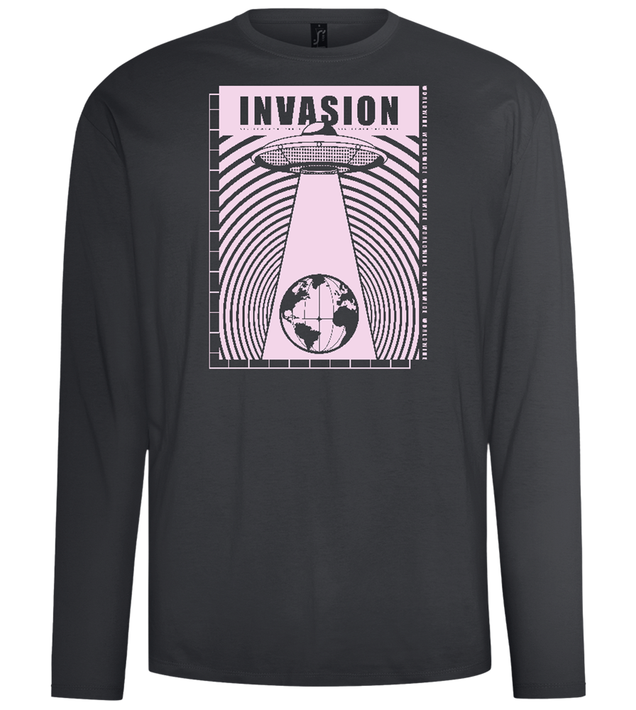 Invasion Ufo Design - Comfort men's long sleeve t-shirt_DARK GRAY_front