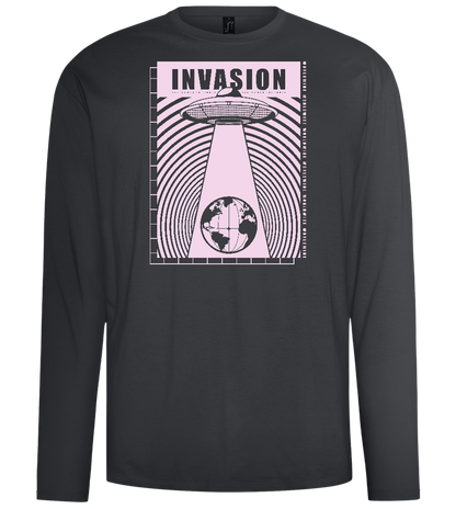 Invasion Ufo Design - Comfort men's long sleeve t-shirt_DARK GRAY_front