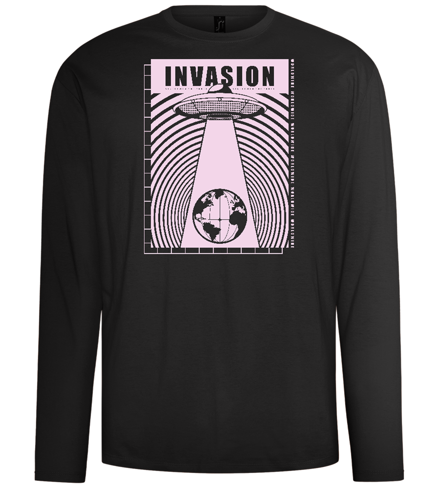 Invasion Ufo Design - Comfort men's long sleeve t-shirt_DEEP BLACK_front