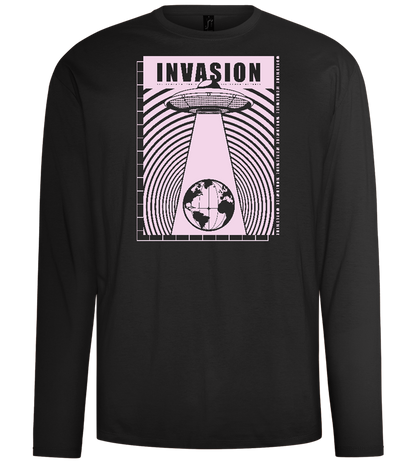 Invasion Ufo Design - Comfort men's long sleeve t-shirt_DEEP BLACK_front