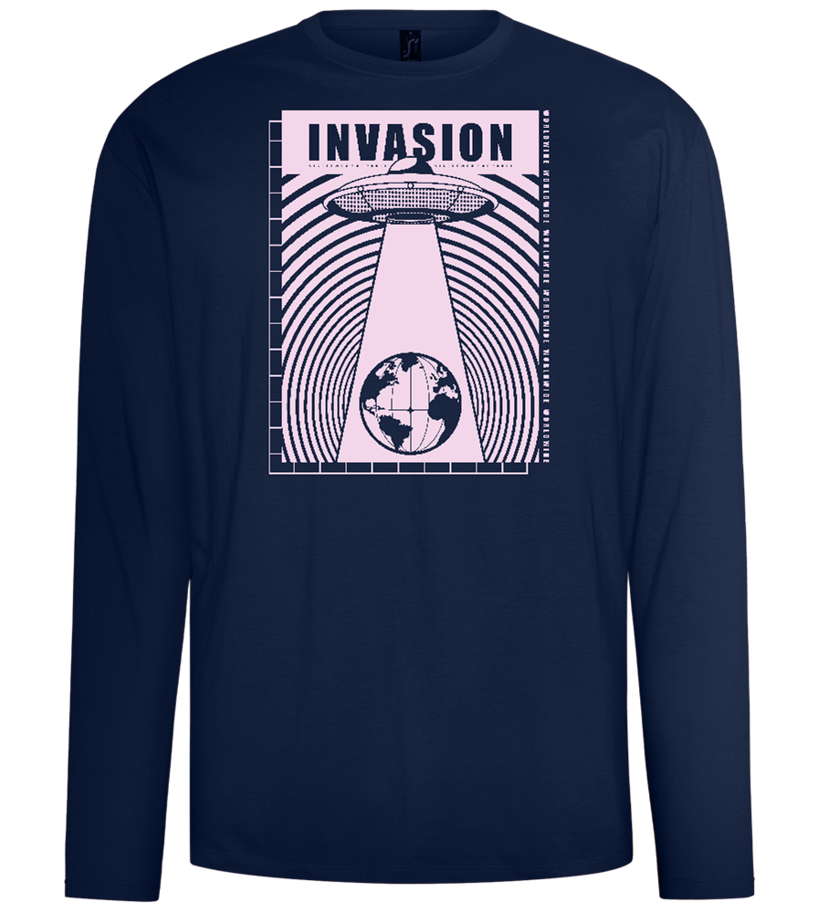 Invasion Ufo Design - Comfort men's long sleeve t-shirt_MARINE_front