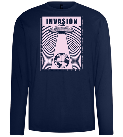 Invasion Ufo Design - Comfort men's long sleeve t-shirt_MARINE_front