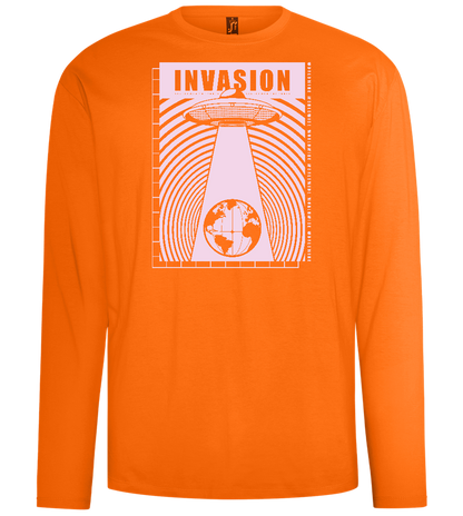 Invasion Ufo Design - Comfort men's long sleeve t-shirt_ORANGE_front