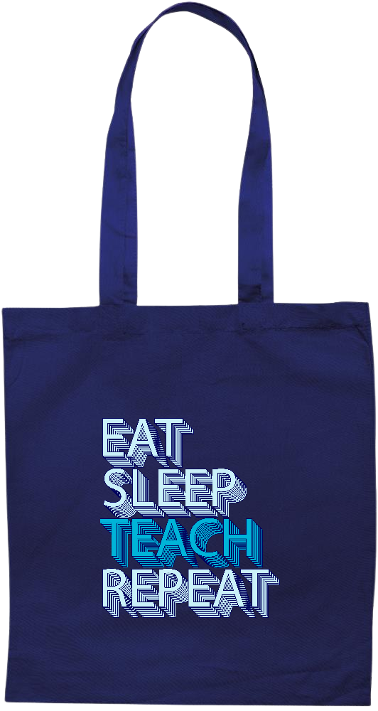 Eat Sleep Teach Repeat Design - Premium colored cotton tote bag_BLUE_front