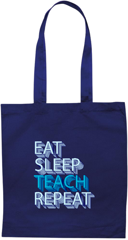 Eat Sleep Teach Repeat Design - Premium colored cotton tote bag_BLUE_front