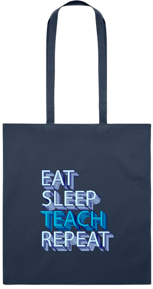 Eat Sleep Teach Repeat Design - Premium colored cotton tote bag_FRENCH NAVY_front