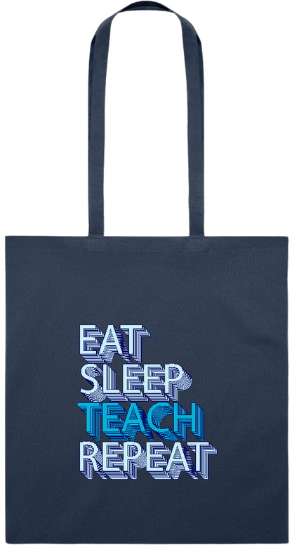 Eat Sleep Teach Repeat Design - Premium colored cotton tote bag_FRENCH NAVY_front