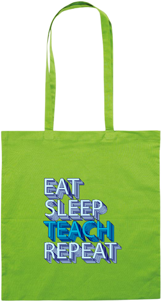 Eat Sleep Teach Repeat Design - Premium colored cotton tote bag_LIME_front