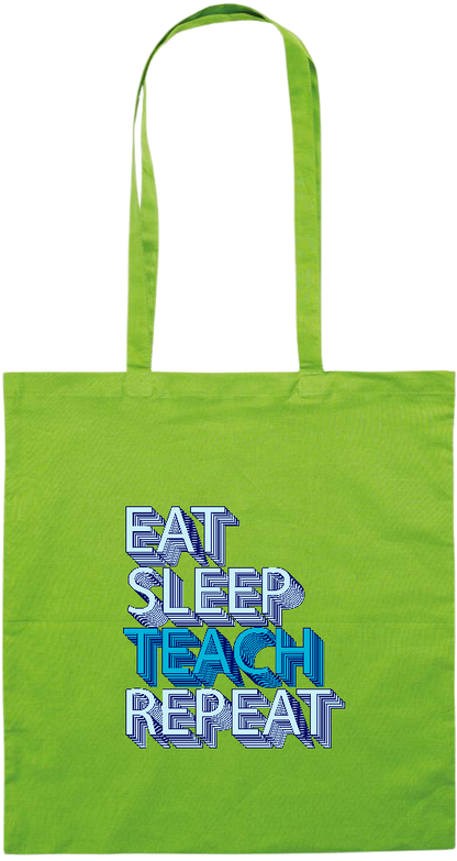 Eat Sleep Teach Repeat Design - Premium colored cotton tote bag_LIME_front