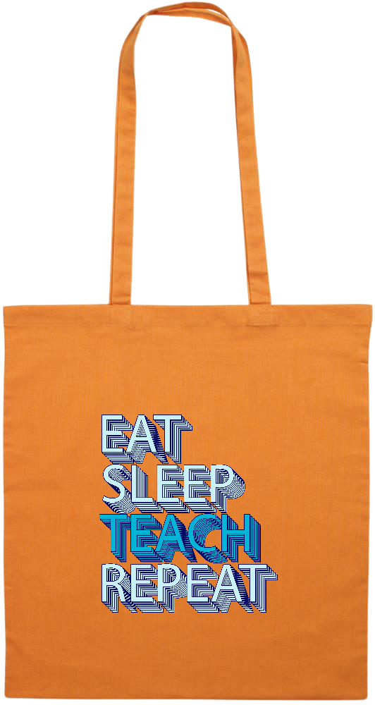 Eat Sleep Teach Repeat Design - Premium colored cotton tote bag_ORANGE_front