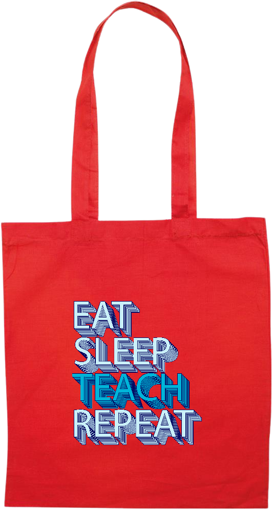 Eat Sleep Teach Repeat Design - Premium colored cotton tote bag_RED_front