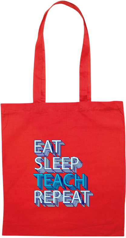 Eat Sleep Teach Repeat Design - Premium colored cotton tote bag_RED_front