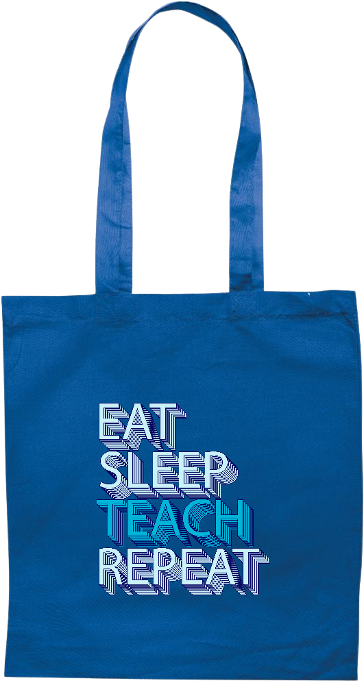 Eat Sleep Teach Repeat Design - Premium colored cotton tote bag_ROYAL BLUE_front