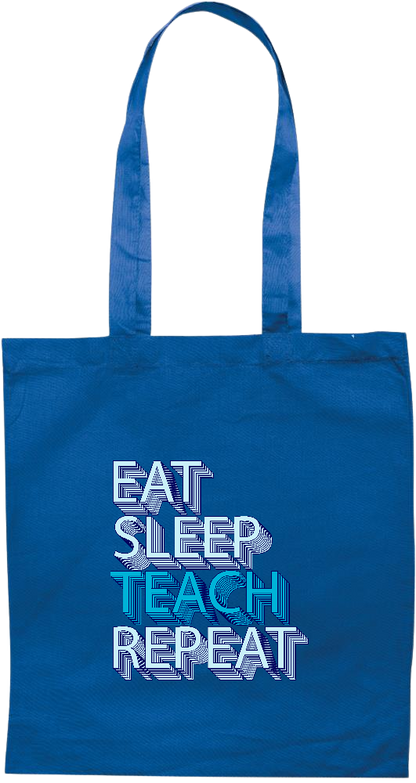 Eat Sleep Teach Repeat Design - Premium colored cotton tote bag_ROYAL BLUE_front