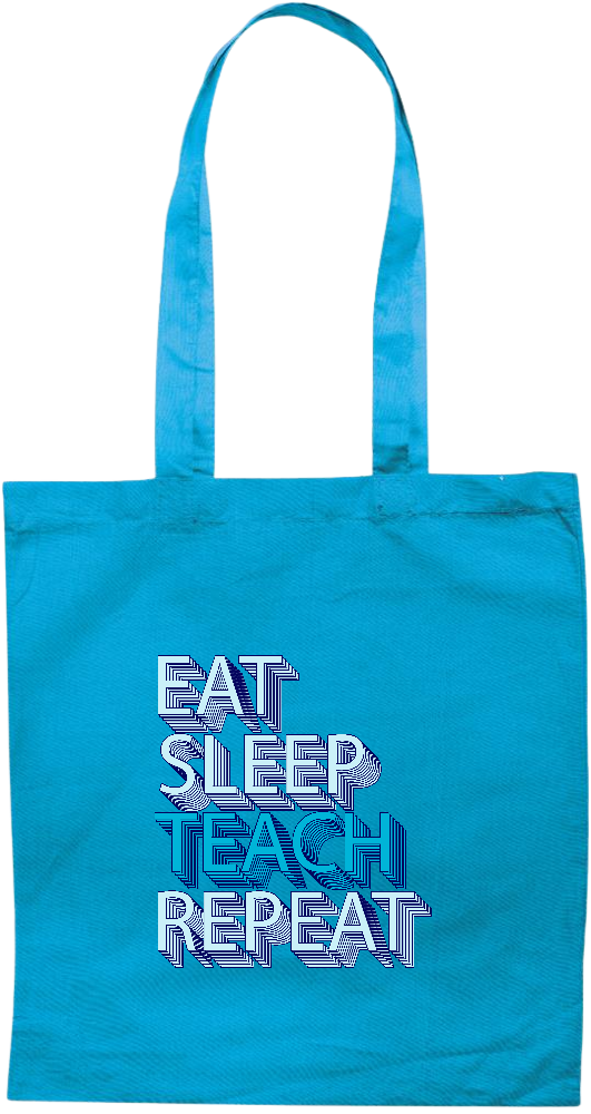 Eat Sleep Teach Repeat Design - Premium colored cotton tote bag_TURQUOISE_front