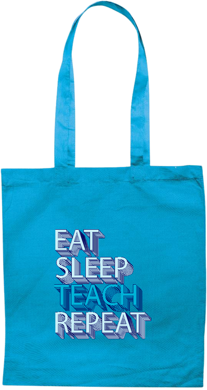 Eat Sleep Teach Repeat Design - Premium colored cotton tote bag_TURQUOISE_front