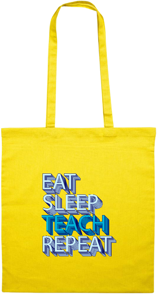 Eat Sleep Teach Repeat Design - Premium colored cotton tote bag_YELLOW_front