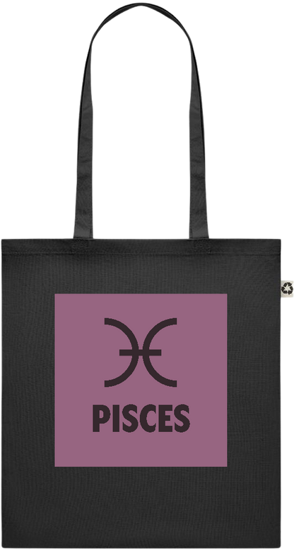 Zodiac Pisces Design - Recycled cotton colored shopping bag_BLACK_front