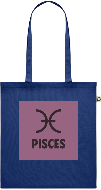 Zodiac Pisces Design - Recycled cotton colored shopping bag_BLUE_front