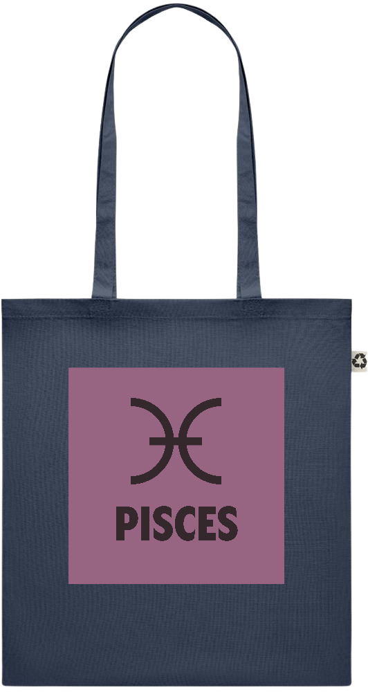 Zodiac Pisces Design - Recycled cotton colored shopping bag_FRENCH NAVY_front