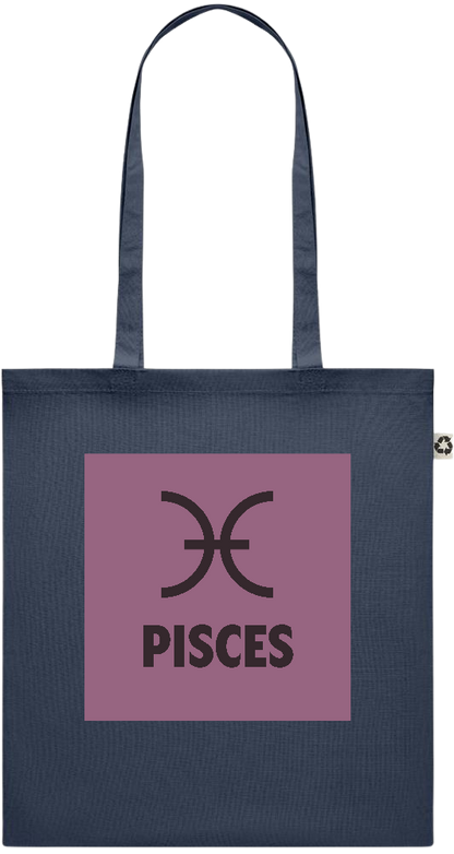 Zodiac Pisces Design - Recycled cotton colored shopping bag_FRENCH NAVY_front