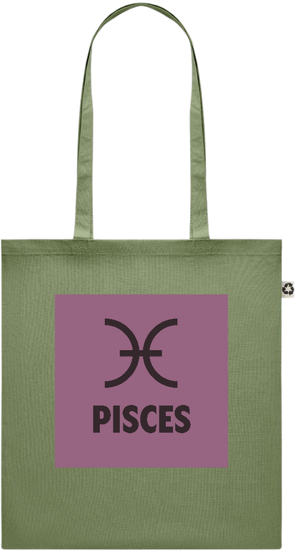 Zodiac Pisces Design - Recycled cotton colored shopping bag_GREEN_front