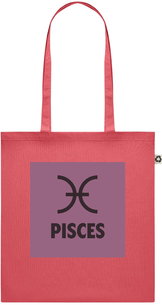 Zodiac Pisces Design - Recycled cotton colored shopping bag_RED_front