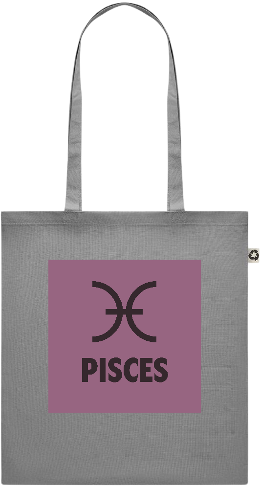 Zodiac Pisces Design - Recycled cotton colored shopping bag_STONE GREY_front