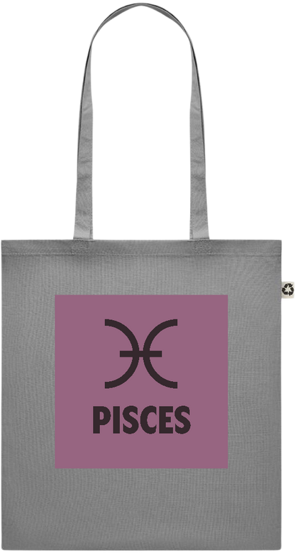 Zodiac Pisces Design - Recycled cotton colored shopping bag_STONE GREY_front