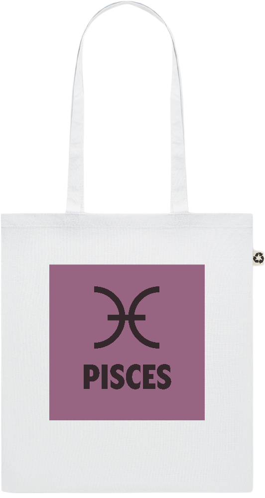 Zodiac Pisces Design - Recycled cotton colored shopping bag_WHITE_front