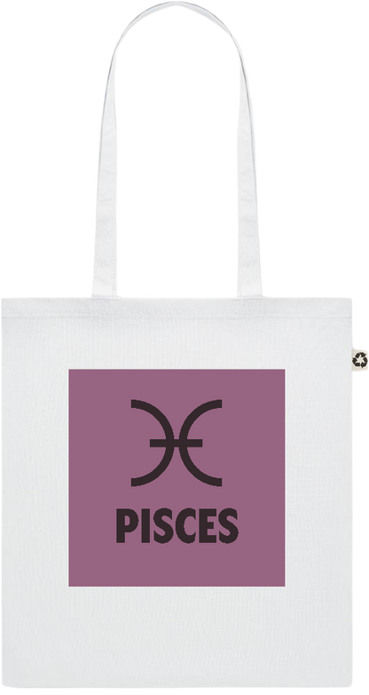 Zodiac Pisces Design - Recycled cotton colored shopping bag_WHITE_front