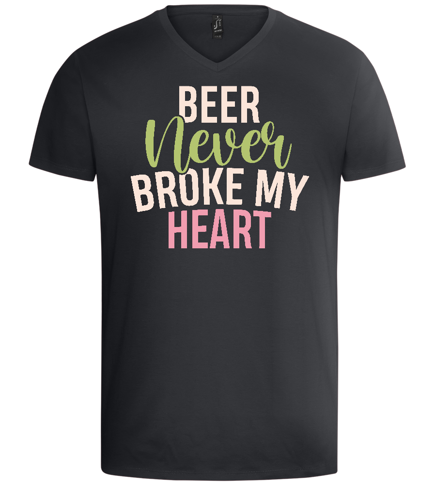 Never Broke My Heart Design - Basic men's v-neck t-shirt_DARK GRAY_front