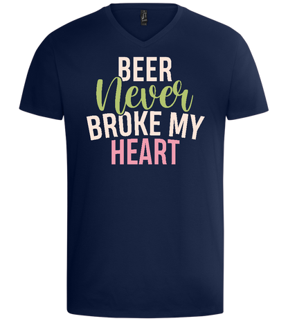 Never Broke My Heart Design - Basic men's v-neck t-shirt_MARINE_front