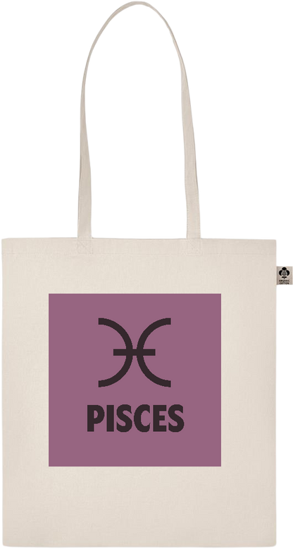 Zodiac Pisces Design - Basic organic cotton shopping bag_BEIGE_front