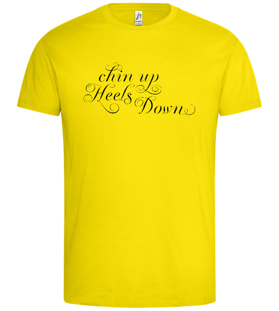 Chin Up Heels Down Design - Premium men's t-shirt_YELLOW_front