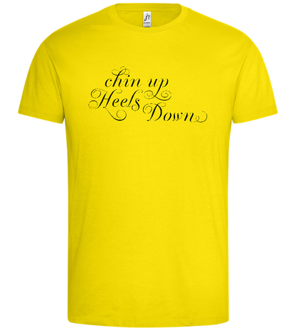 Chin Up Heels Down Design - Premium men's t-shirt_YELLOW_front