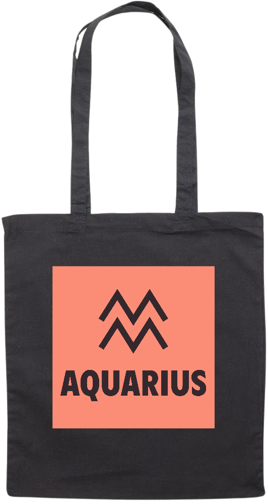 Zodiac Aquarius Design - Premium colored cotton tote bag_BLACK_front