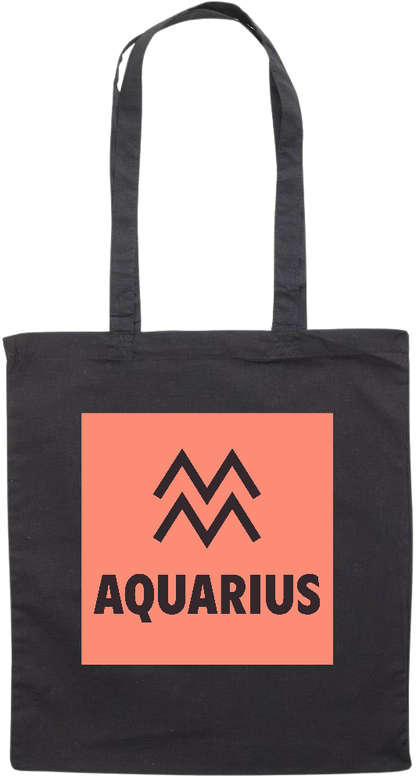 Zodiac Aquarius Design - Premium colored cotton tote bag_BLACK_front