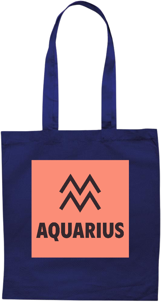 Zodiac Aquarius Design - Premium colored cotton tote bag_BLUE_front