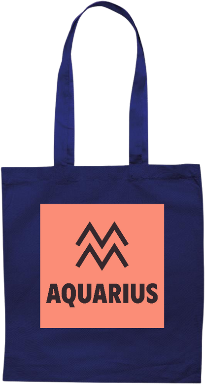 Zodiac Aquarius Design - Premium colored cotton tote bag_BLUE_front