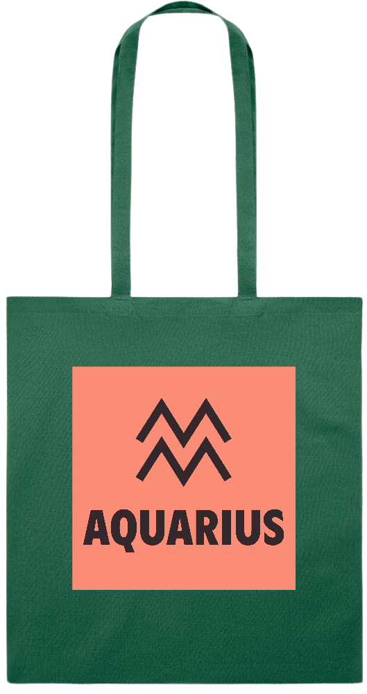 Zodiac Aquarius Design - Premium colored cotton tote bag_DARK GREEN_front