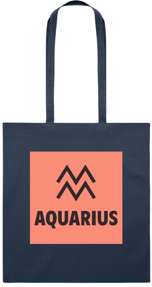 Zodiac Aquarius Design - Premium colored cotton tote bag_FRENCH NAVY_front